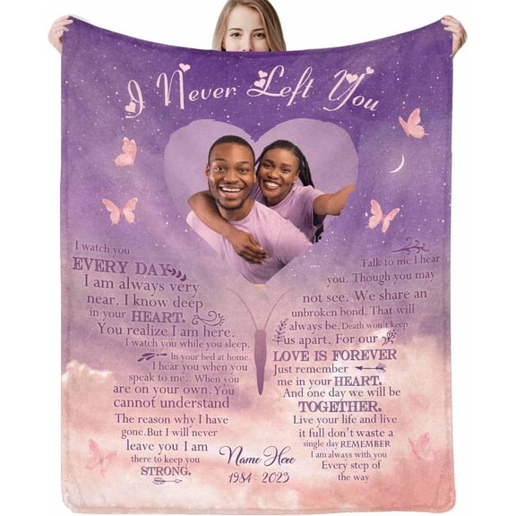 Custom Memorial Blanket with Photos for Loss of Mom Dad Son Daughter Customized Memory Gift of Departed Loved Ones Blankets