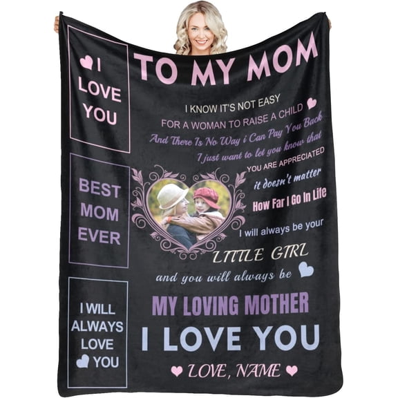 Custom Memorial Blankets with Photo Personalized in Loving Memory Picture Name Date Throws Blanket, Sympathy Gifts for Loss of Mom Dad Friends Pet(30"x40")