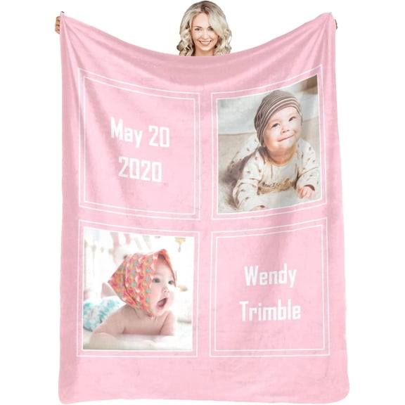 Custom Memorial Blankets with Photo Personalized in Loving Memory Picture Name Date Throws Blanket, Sympathy Gifts for Loss of Mom Dad Friends Pet(30"x40")