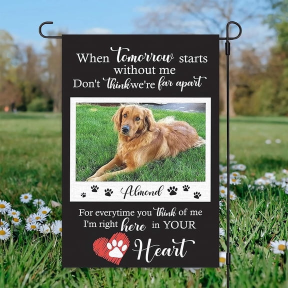 Custom Memorial Flag,Personalized Pet Dog Memorial Garden Flags in Loving Memory with Photo Name Date for Outdoor Yard Home Cemetery Decorations for Grave 12x18 Inch