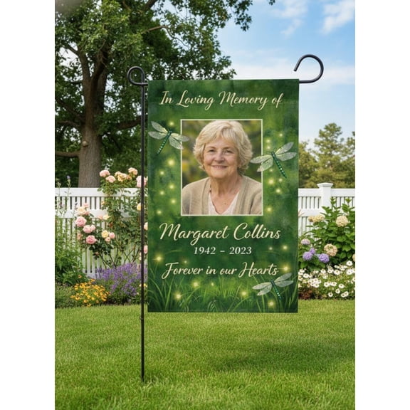 Custom Memorial Garden Flag In Loving Memory, Personalized Photo Yard Banner Sympathy Gift