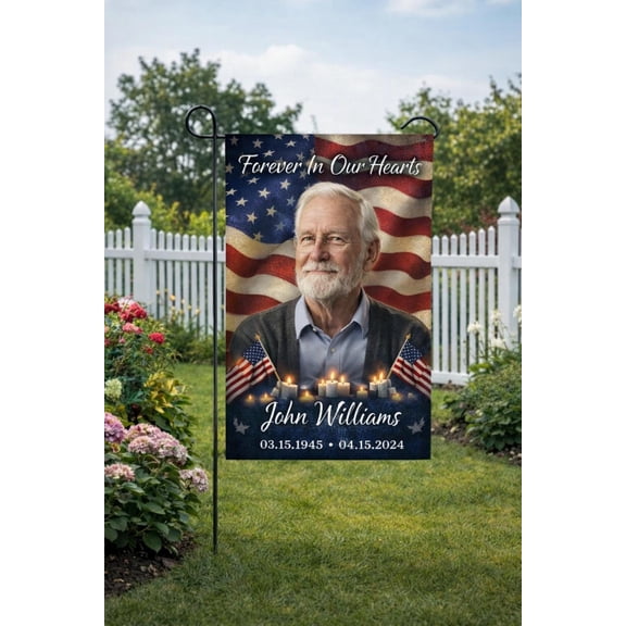 Custom Memorial Garden Flag Personalized Photo, In Loving Memory Yard Banner Cemetery Sympathy Gift