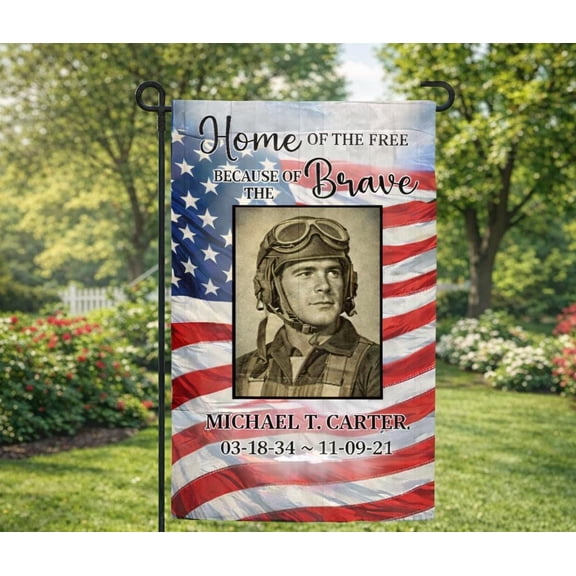 Custom Memorial Garden Flag Personalized Photo, In Loving Memory Yard Banner Funeral Decor