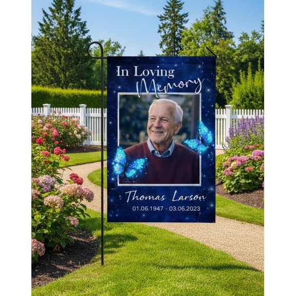 Custom Memorial Garden Flag Personalized Photo, In Loving Memory Yard Banner Sympathy Decor