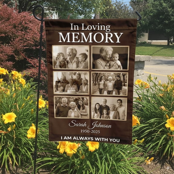Custom Memorial Garden Flag Photo Collage In Loving Memory Personalized Sympathy Gift Loss