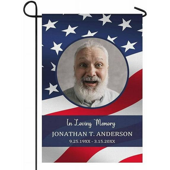 Custom Memorial Garden Flags with Photo Forever in Our Hearts Personalized Yard Flags 12x18 Double Sided Grave Decorations for Cemetery