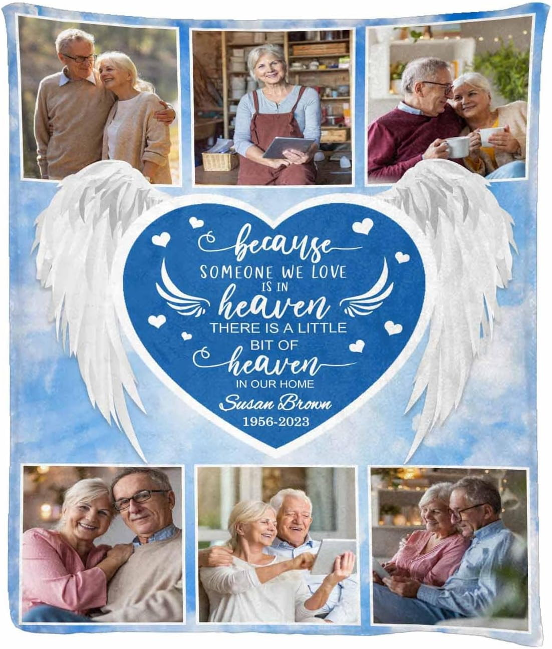 Custom Memorial Throw Blanket in Loving Memory, Personalized in Loving