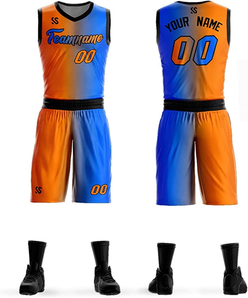 Custom Men Basketball Jersey Set 90s Hip Hop Sportswear Personalized Print Name Number Big Size