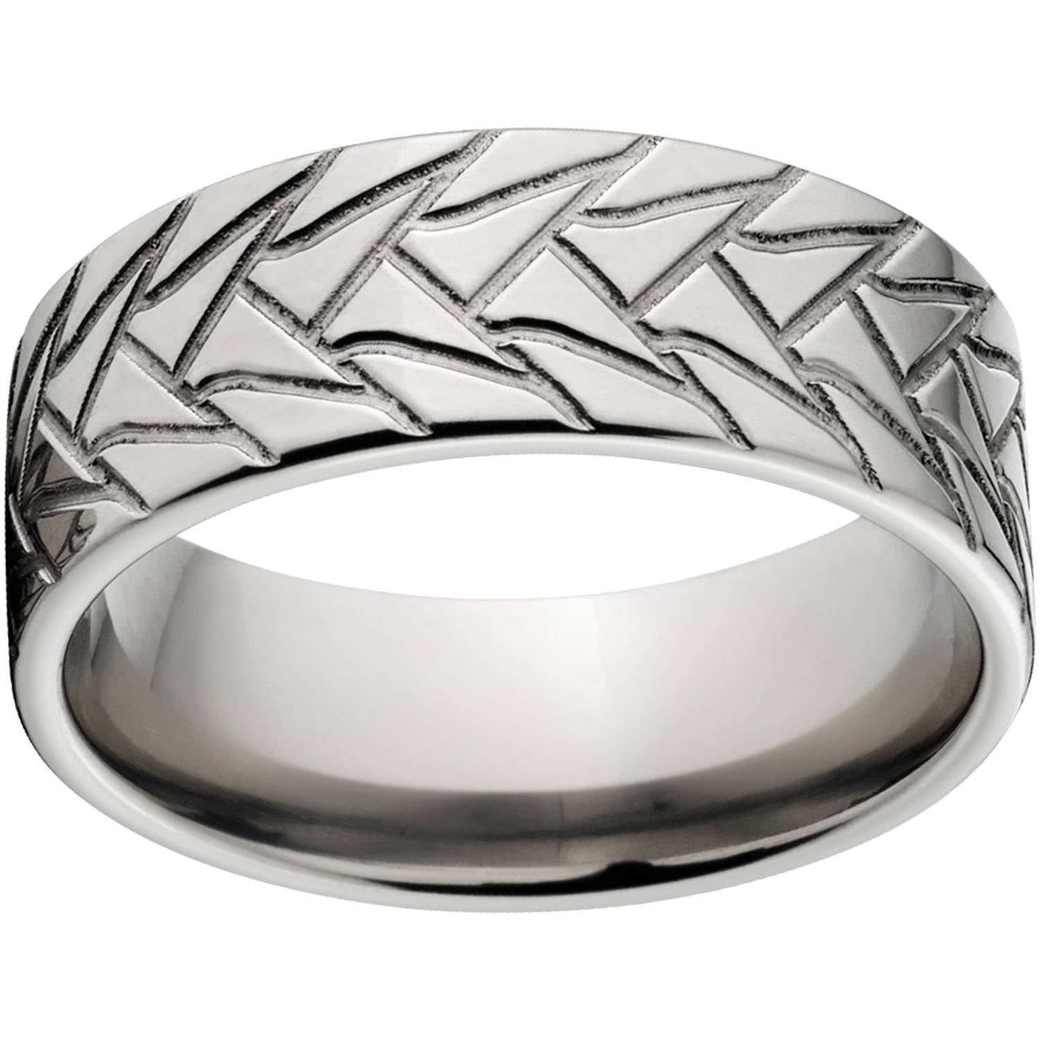 Custom Men's Tire Tread 8mm Stainless Steel Wedding Band with Comfort Fit Design
