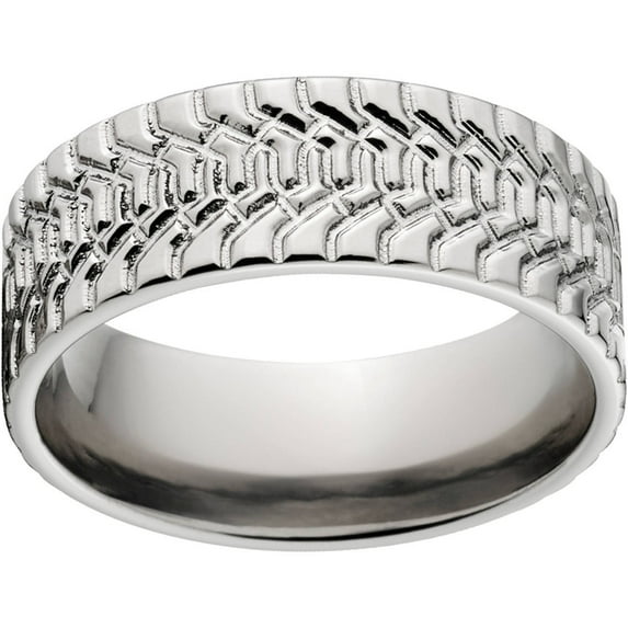 Custom Men's Tire Tread 8mm Stainless Steel Wedding Band with Comfort Fit Design