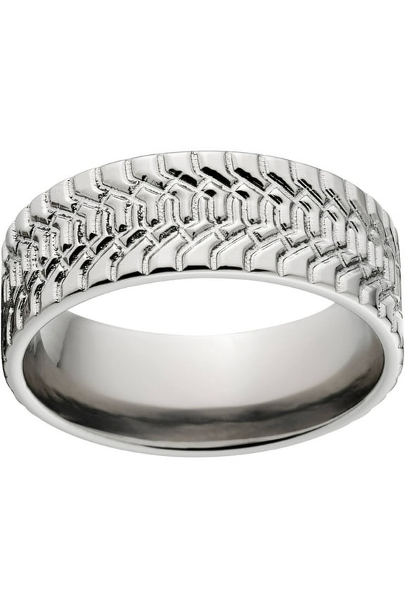 Custom Men's Tire Tread 8mm Stainless Steel Wedding Band with Comfort Fit Design