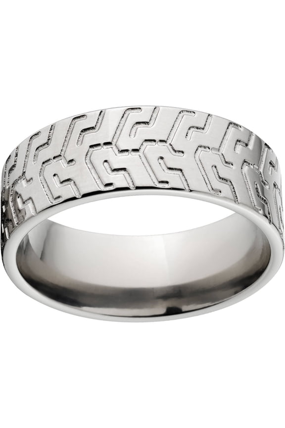 Custom Men's Tire Tread 8mm Stainless Steel Wedding Band with Comfort Fit Design