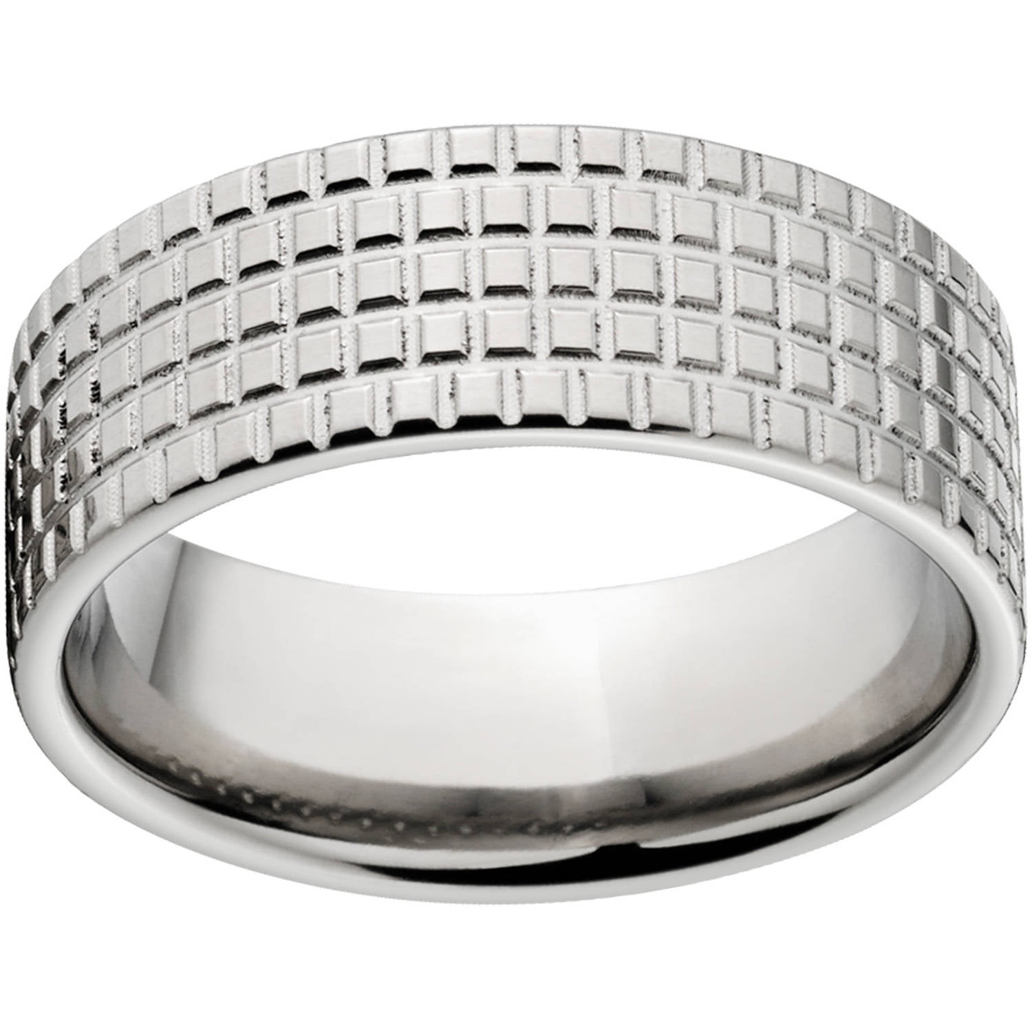 Custom Men's Tire Tread 8mm Stainless Steel Wedding Band with Comfort Fit Design