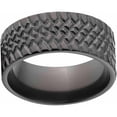 thumbnail image 1 of Custom Men's Tire Tread Ring Black Zirconium Wedding Band with Comfort Fit Design, 1 of 1