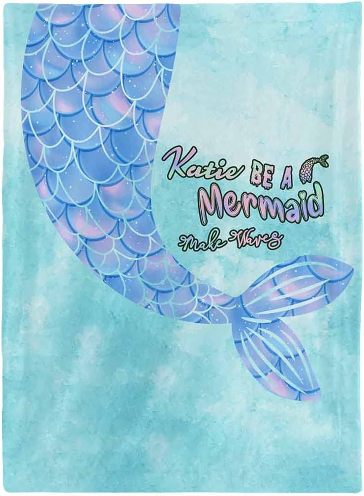 Custom Mermaid Blanket Memorial Gift with Photo Name Made in USA