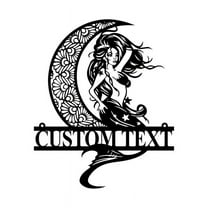 Custom Mermaid on The Moon Metal Wall Art Plaques , Personalized Name Number Address Sign Home Decor,Housewarming Gift