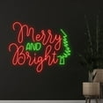 thumbnail image 1 of Custom Merry And Bright Neon Sign, Merry Christmas Led Sign, Bar Neon Home Decor, 1 of 5