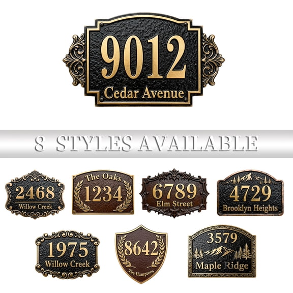 Custom Metal Address Plaque - Personalized Villa, Apartment & Mailbox Number Sign for Outdoor Door & Wall Mount. Durable Weather-Resistant Classic Design, Perfect for Home Street Display.