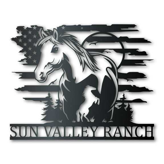 Custom Metal American Horse Ranch Sign 36