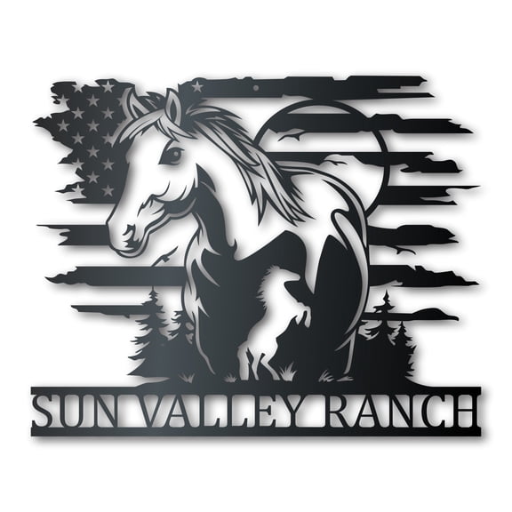 Custom Metal American Horse Ranch Sign | Indoor Outdoor 46