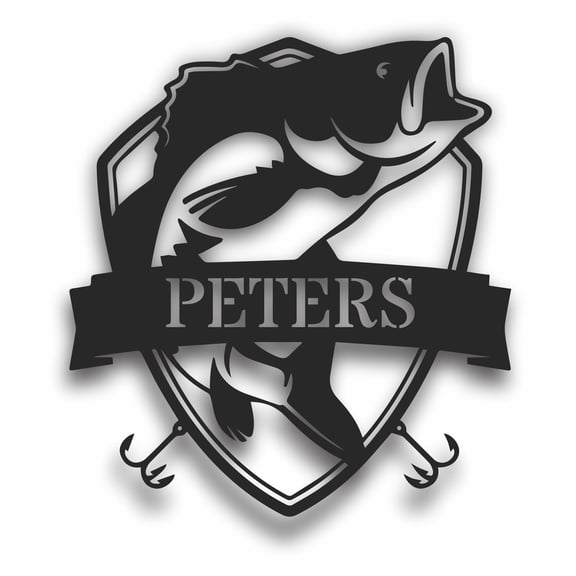 Custom Metal Bass Fish Name Sign | 15 Color Options 12