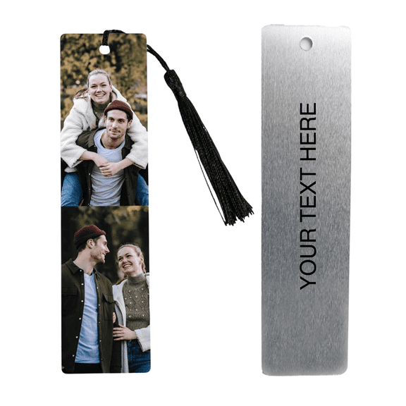 Custom Metal Bookmark with Personalized Photo and Text (2 Images)