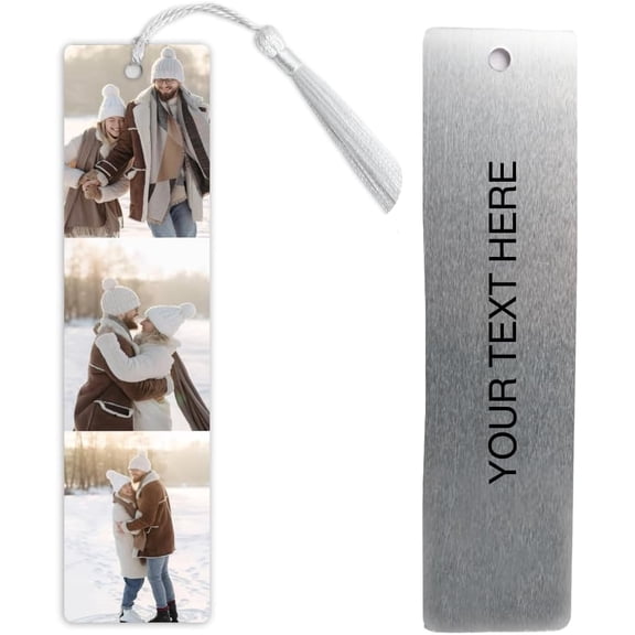 Custom Metal Bookmark with Personalized Photo and Text (3 Images) (Single)