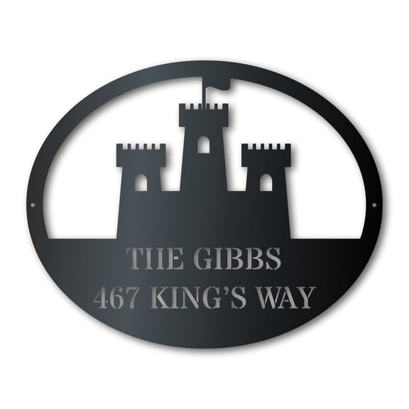 Custom Metal Castle Fort Address Wall Art | Medieval Metal Sign | Indoor Outdoor 10