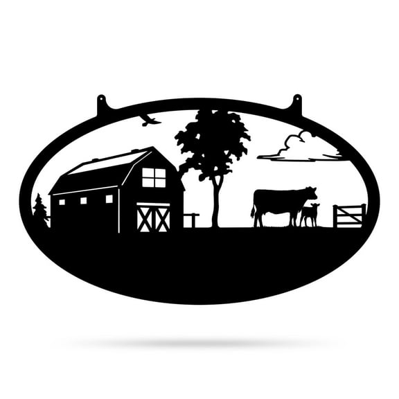 Custom Metal Farm Sign - Personalized Farm Name Sign for Outdoor Decor (COW-B-25x43)