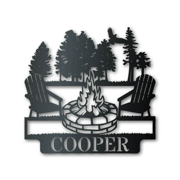 Custom Metal Fireside Monogram Wall Art 12