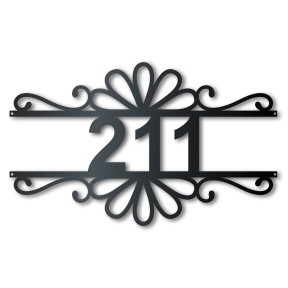Custom Metal Flourish Address Wall Art | House Number Sign | Indoor Outdoor 18