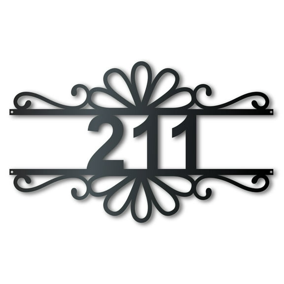 Custom Metal Flourish Address Wall Art 24