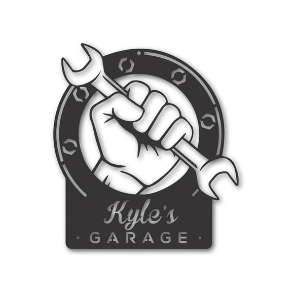 Custom Metal Garage Sign | Personalized Metal Garage Wrench Sign | Personalized Metal Garage Decor | 15 Color Options 18