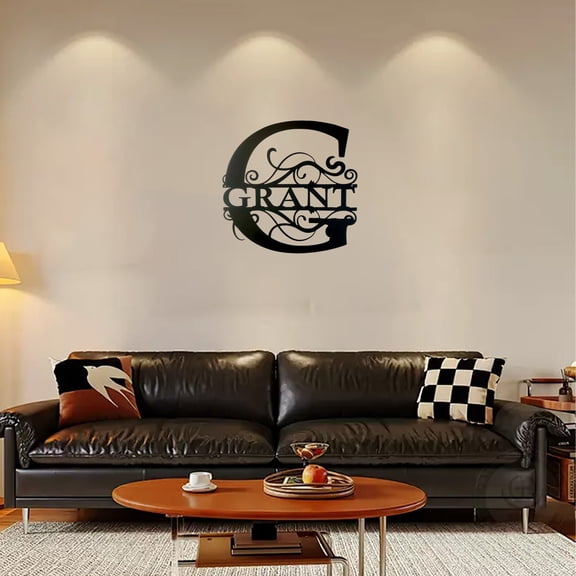 Custom Metal Name Sign | Metal Wall Art | Split Letter Monogram Wall Decor | Personalized Wedding Gift | Outdoor Sign