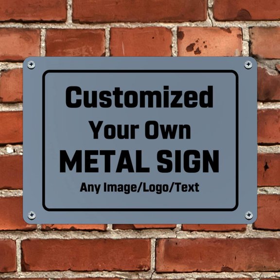 Custom Metal Sign with Your Message/Photo/Text/Logo Personalized Sign for Business Factory Farm Outdoor Aluminum Weatherproof Customized Sign Choose Color & Font SlateGray 12x8 inch