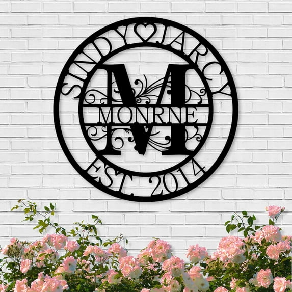 Custom Metal Sign | Personalized Family Name Sign | Monogram Wall Decor | Metal Name Sign| Split Letter Name | Anniversary Wedding Gifts| Custom Outdoor Signs | Metal Wall Art | Couple Gift(10inches)