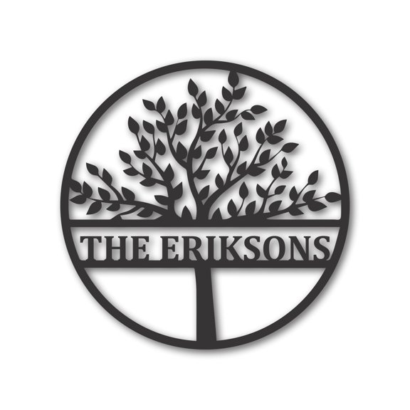 Custom Metal Split Tree Monogram | Personalized Family Name Wall Art | Indoor Outdoor 24