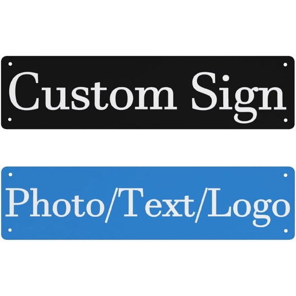 Custom Metal Street Sign, Personalized Door Sign with Text Name Logo Photo, Tinplate Horizontal 16 x 4 in for Home Office Business Bar Cafe