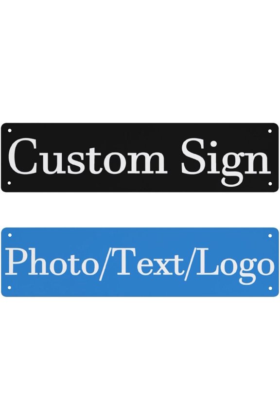 Custom Metal Street Sign, Personalized Door Sign with Text Name Logo Photo, Tinplate Horizontal 16 x 4 in for Home Office Business Bar Cafe