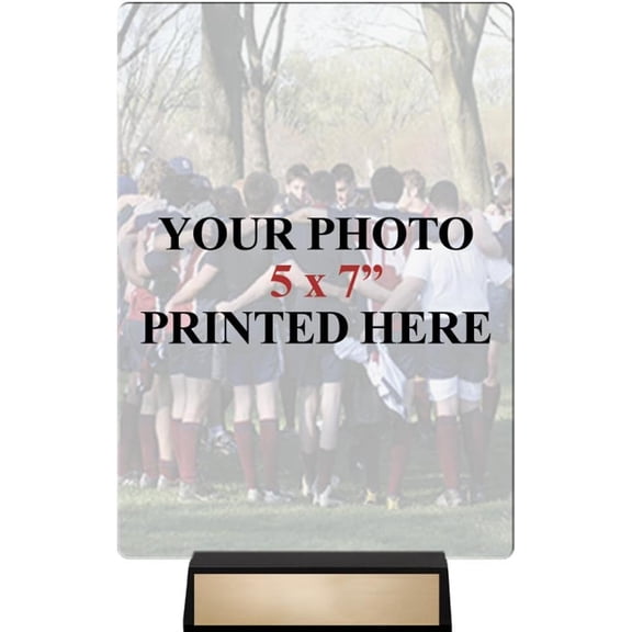 Custom Metal Team Photo Trophy Award, Personalize With Your 5x7 Team Picture And Customized Engraving Text Team Photo Gift