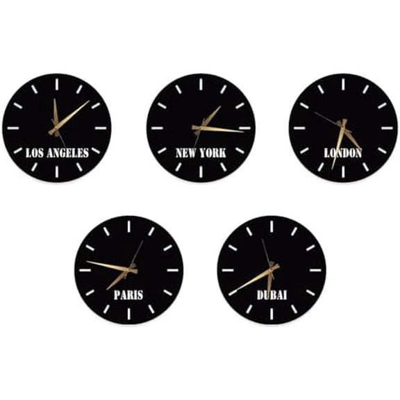 Custom Metal Wall Clock Set, Silent Steel Wall Clocks for Office and Home, Modern Black Minimalist Clock Trio, New Home Gift, Wall Time Zone Decor$$Home Decor, Kitchen, & Other