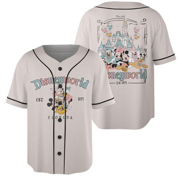 Custom Mickey And Friends Baseball Jersey, Mickey Mouse Jersey Team, Mickey and Friends Baseball Jersey, Cartoon Magic Kingdom Shirt