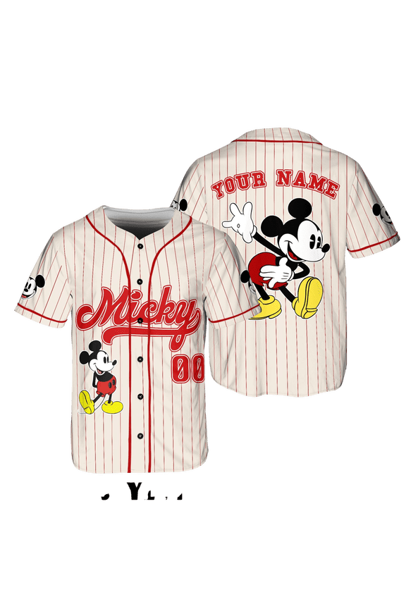 Custom Mickey Baseball Jersey, Disney Mouse Baseball Fan Lover Gift, Family Vacation Matching Outfit