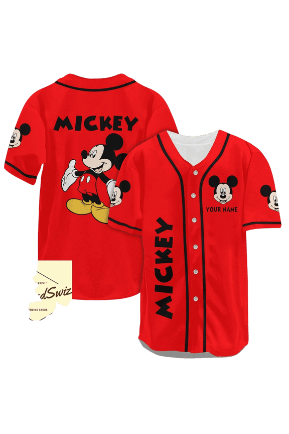 Custom Mickey Jersey, Mickey Mouse Baseball Jersey Team Oufit, Disney Jersey Shirt, 3D Disney Jersey, Mickey Cartoon Shirt, Cartoon Movie