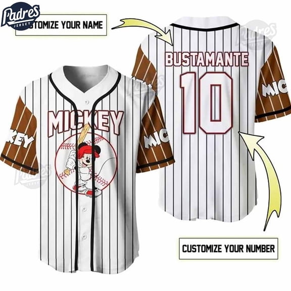 Custom Mickey Mouse 3D Disney Baseball Jersey