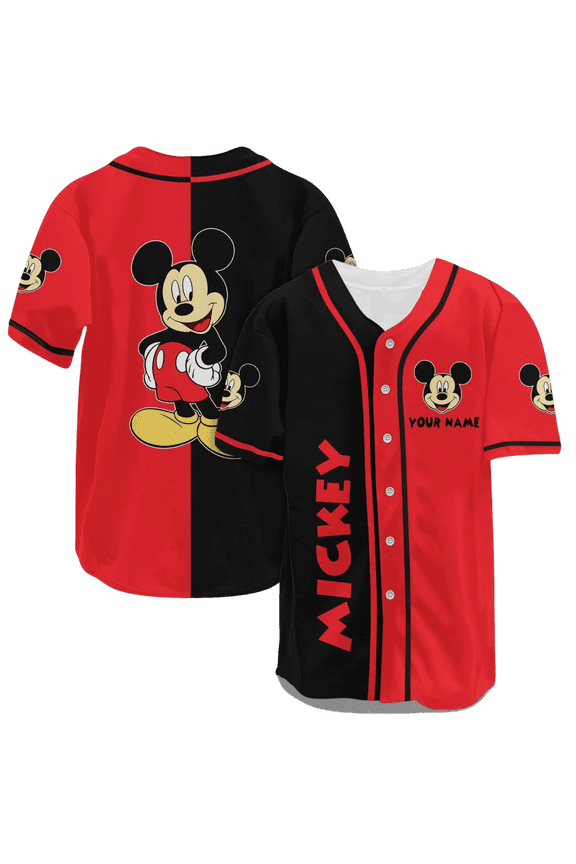 Custom Mickey Mouse Baseball Jersey, Disney Mickey Jersey, Disneyland Baseball Shirt, Disneyworld Shirt, Cartoon Shirt, Magic Kingdom