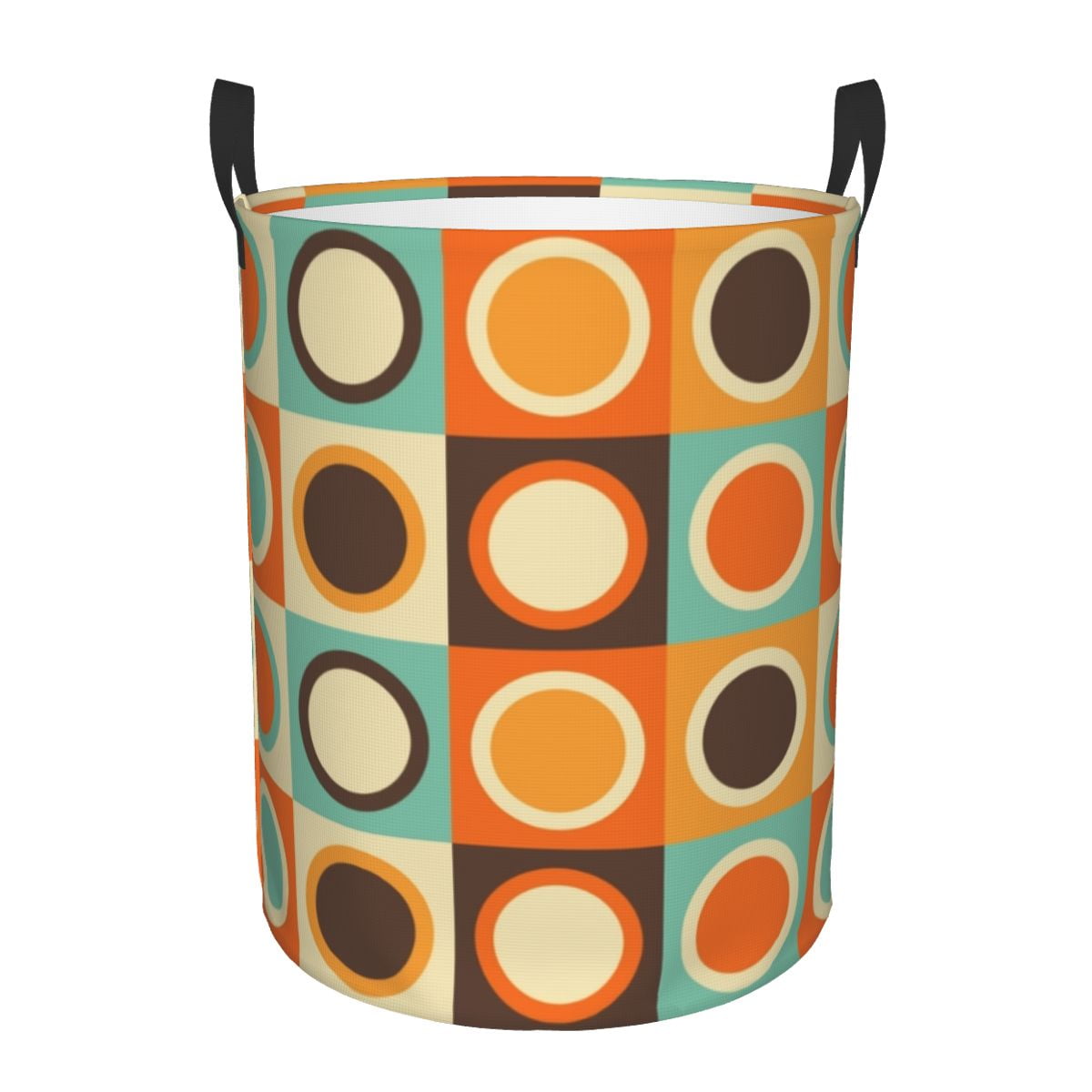 Custom Mid Century Modern Circles Laundry Basket Foldable Large Clothes ...