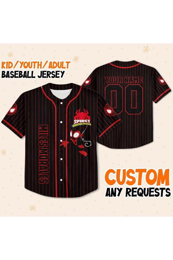 Custom Miles Morales Spidey and His Amazing Friends Baseball Jersey - Wondermento