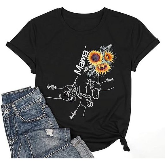 Custom Mimi with Kid's Name, Mimi Shirt for Women, Grandma Shirt, Mimi Gifts for Mother's Day, Christmas Day T-shirt black large
