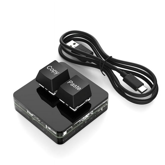 Custom Mini Keyboard 2 Key RGB Macro OSU Keypad Programmable Mechanical Keyboard for Gaming Working, Black Type B,1 x Copy and Paste 2 Key Keyboard 1 x Type C data cable,Black